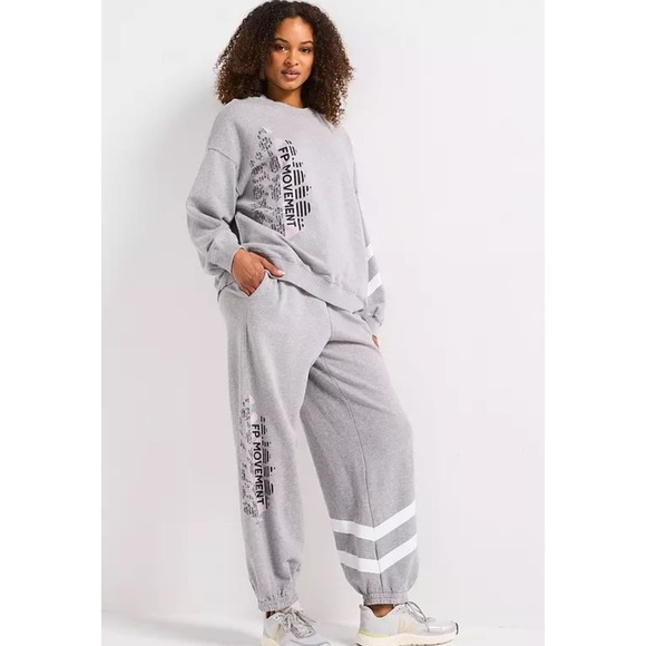 We The Free Pants - Free People Movement Heather Grey Joggers‎ Lounge Sweatpants Athleisure NWT Sz L